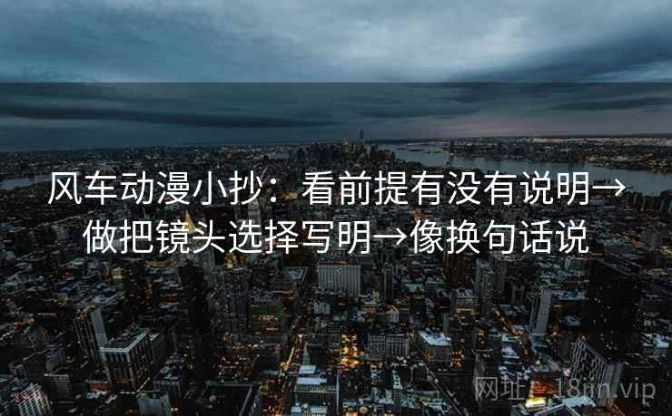 风车动漫小抄：看前提有没有说明→做把镜头选择写明→像换句话说