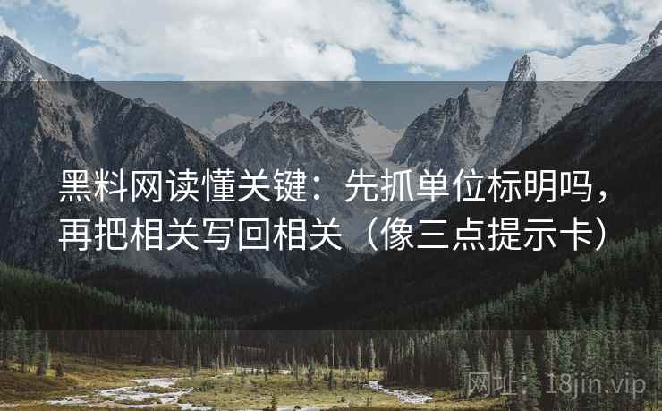 黑料网读懂关键：先抓单位标明吗，再把相关写回相关（像三点提示卡）