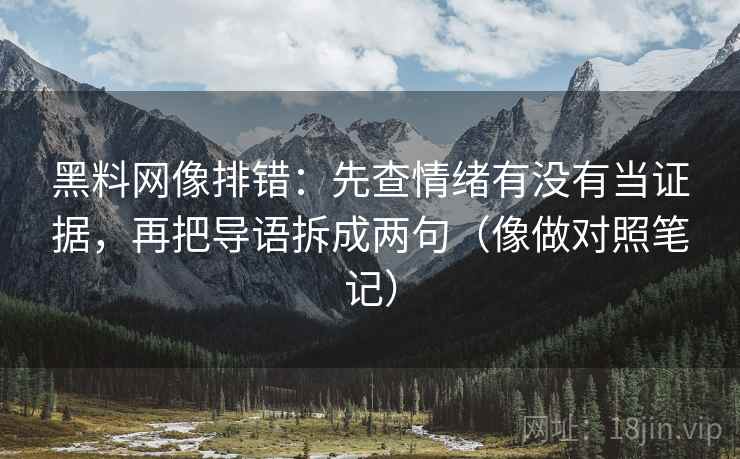 黑料网像排错：先查情绪有没有当证据，再把导语拆成两句（像做对照笔记）